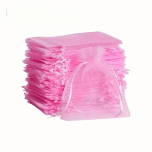 Pink Organza Drawstring Bags