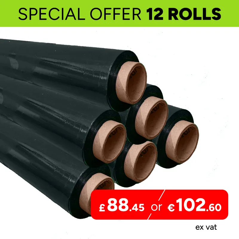 Black Cast Hand Pallet Wrap - Special Offer on 12 Rolls